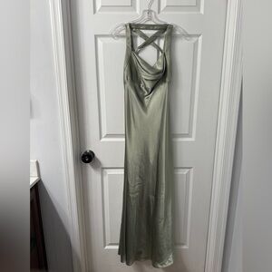 Elegant Sage Green Satin Dress